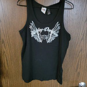 Harley Davidson Black Sparkle Crystal Wings Tank Top Size XXL
